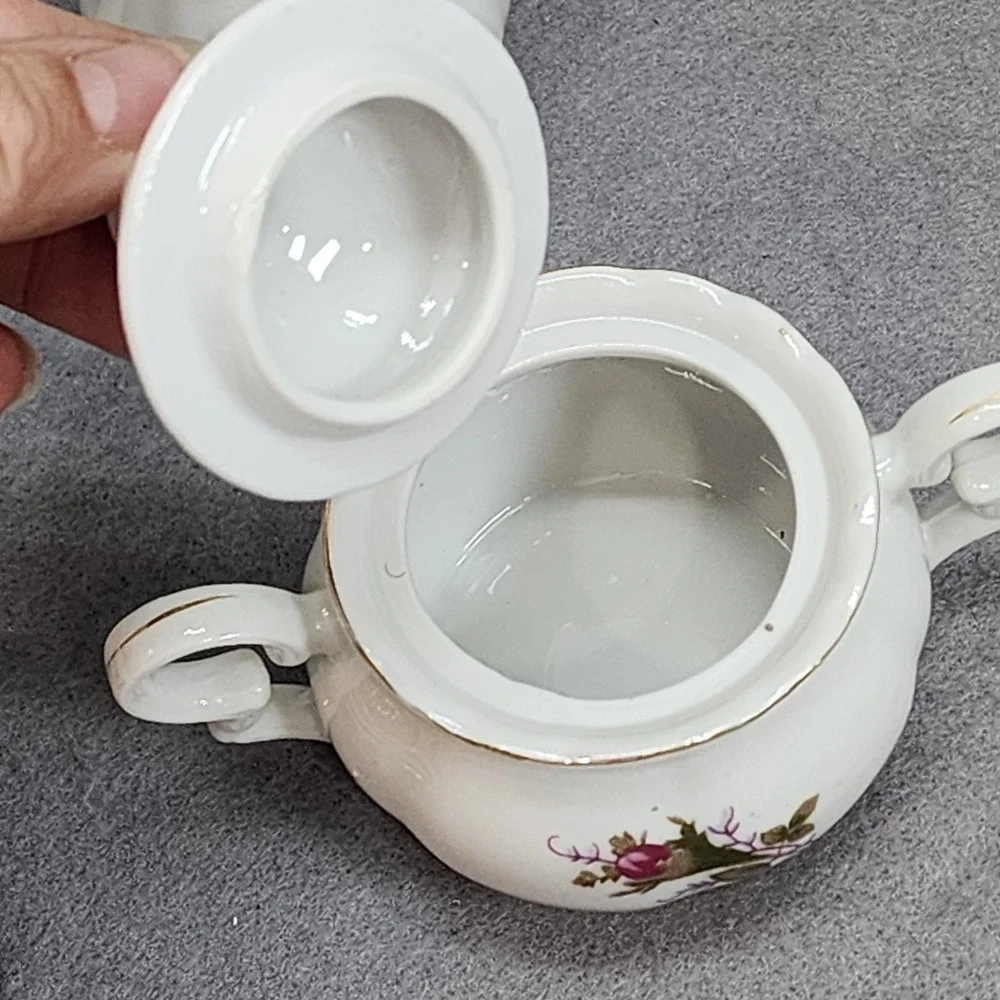 Thames Tea Set White Pink Rose Floral Hand Painted Gold‎ Trim Japan 13pc Set